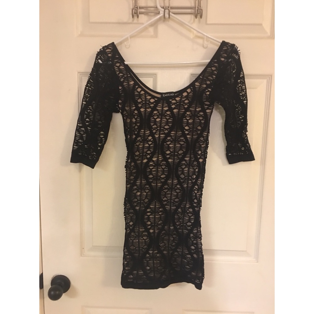 Bebe Black & Cream Tight Mini Dress